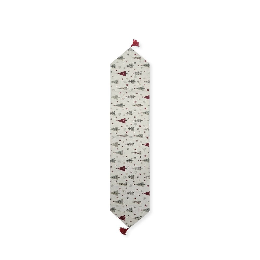 Rapee Tree Rich Woven Chenille Table Runner with Tassel – 33 x 180 cm – Natural - Metro Singapore Departmental Store - Celebrating 69 Years in SG