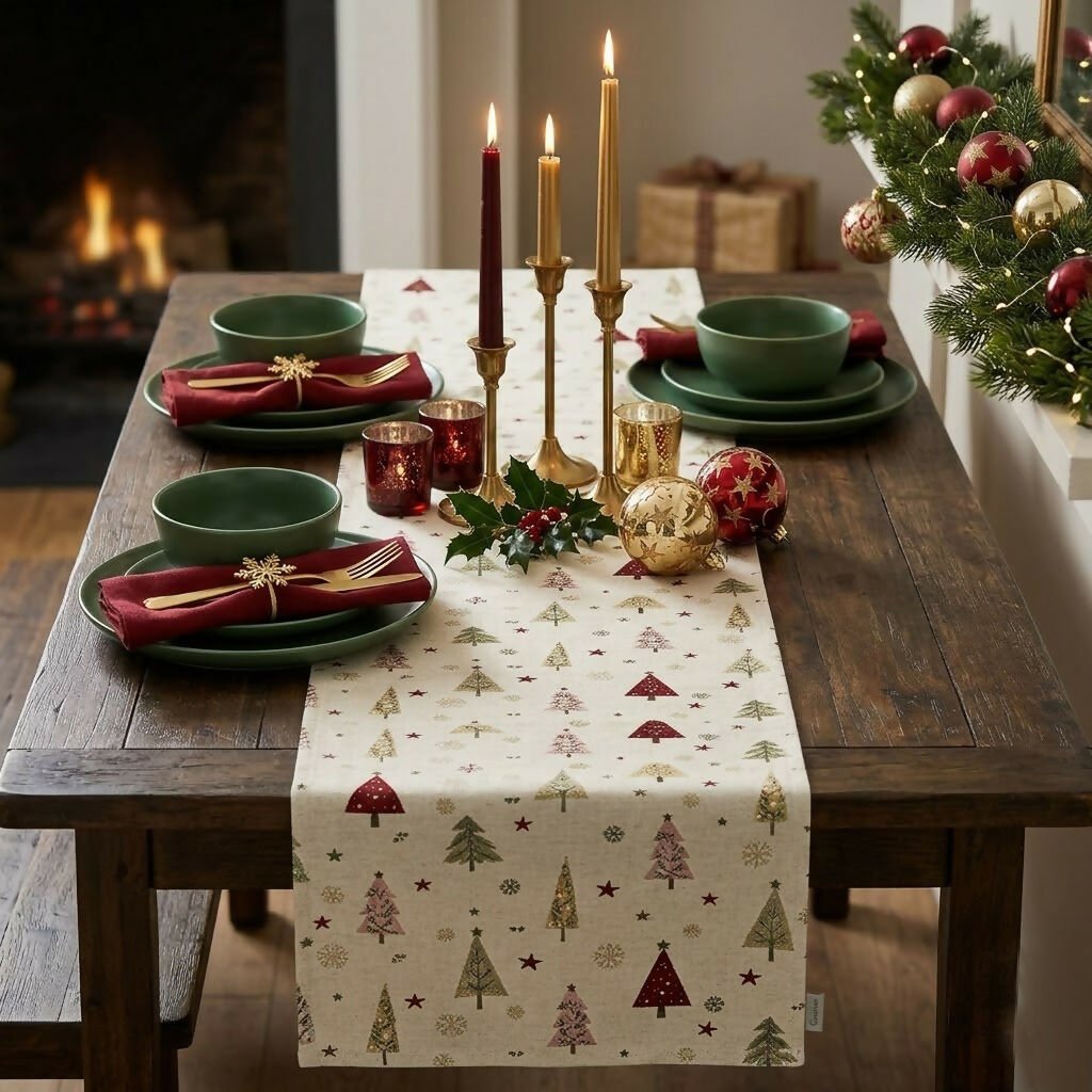 Rapee Tree Rich Woven Chenille Table Runner with Tassel – 33 x 180 cm – Natural - Metro Singapore Departmental Store - Celebrating 69 Years in SG