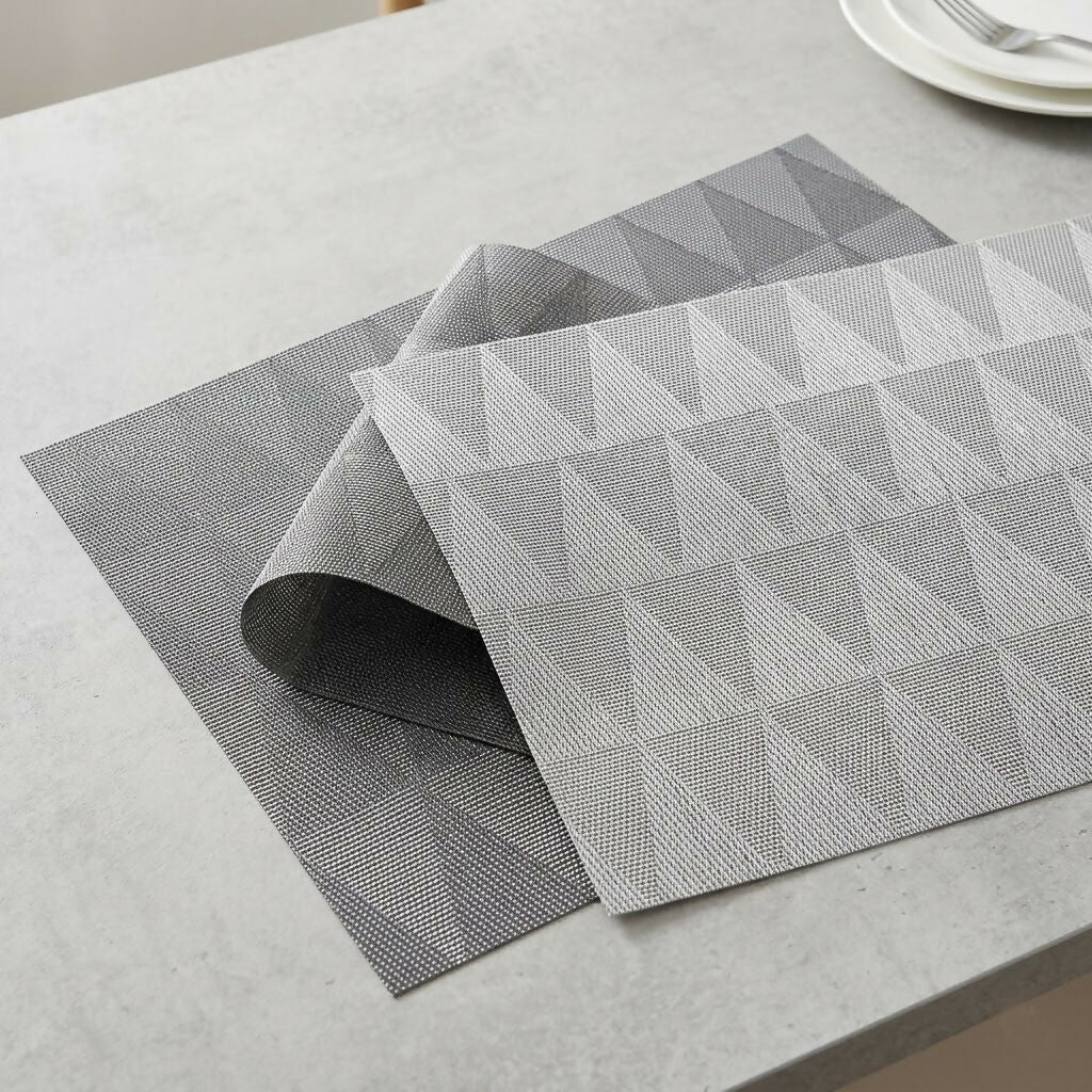 Rapee Tri Woven Texilene Placemat – Tonal Pyramid Design – 30 x 45 cm – Grey - Metro Singapore Departmental Store - Celebrating 69 Years in SG