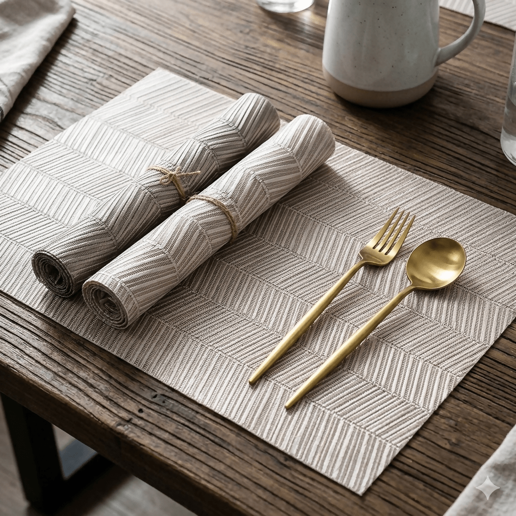 Rapee Yukon Placemat | Woven Vinyl Texilene - 30 x 45 cm, Natural - Metro Singapore Departmental Store - Celebrating 69 Years in SG