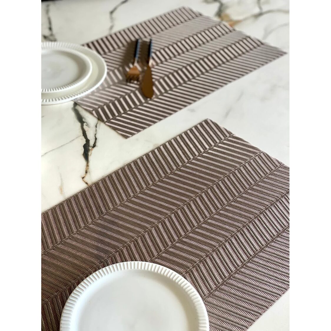 Rapee Yukon Placemat | Woven Vinyl Texilene - 30 x 45 cm, Taupe - Metro Singapore Departmental Store - Celebrating 69 Years in SG