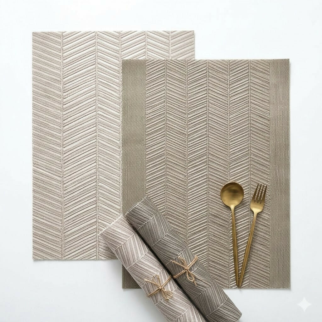Rapee Yukon Placemat | Woven Vinyl Texilene - 30 x 45 cm, Taupe - Metro Singapore Departmental Store - Celebrating 69 Years in SG