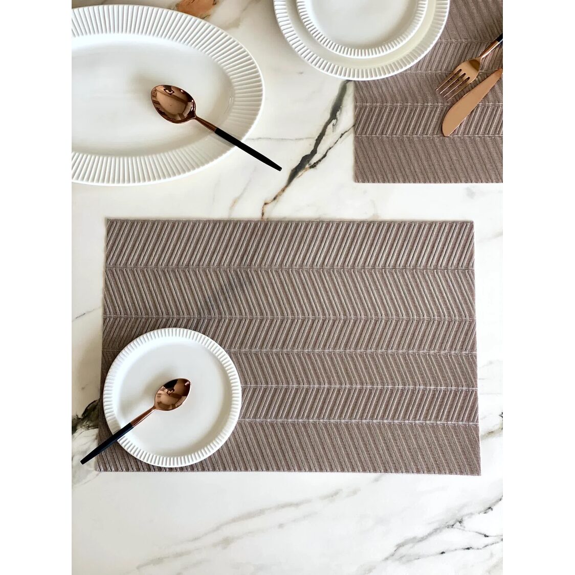 Rapee Yukon Placemat | Woven Vinyl Texilene - 30 x 45 cm, Taupe - Metro Singapore Departmental Store - Celebrating 69 Years in SG