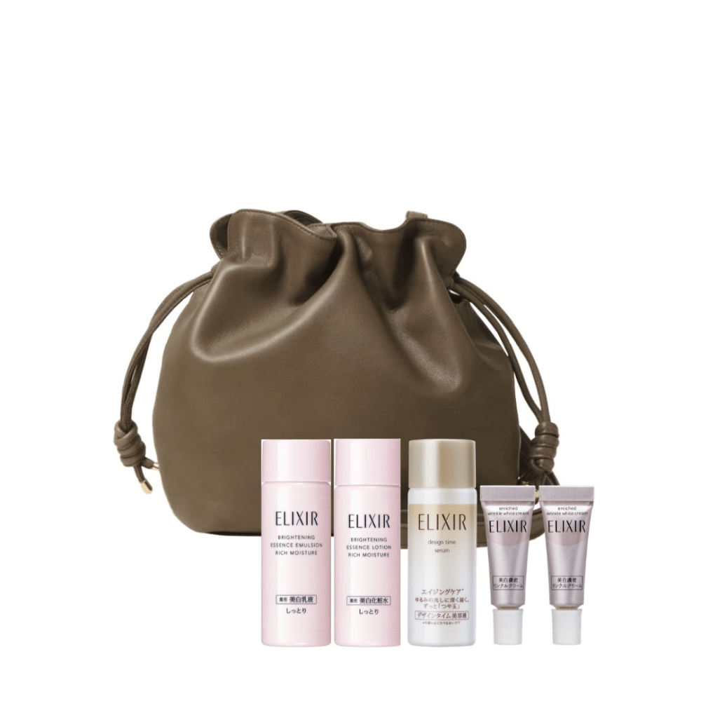 Receive 5 - pc gift & Elixir Brown Pouch (worth $100) with $150 nett spend on Elixir (Gift with Purchase) - Metro Singapore Departmental Store - Celebrating 69 Years in SG
