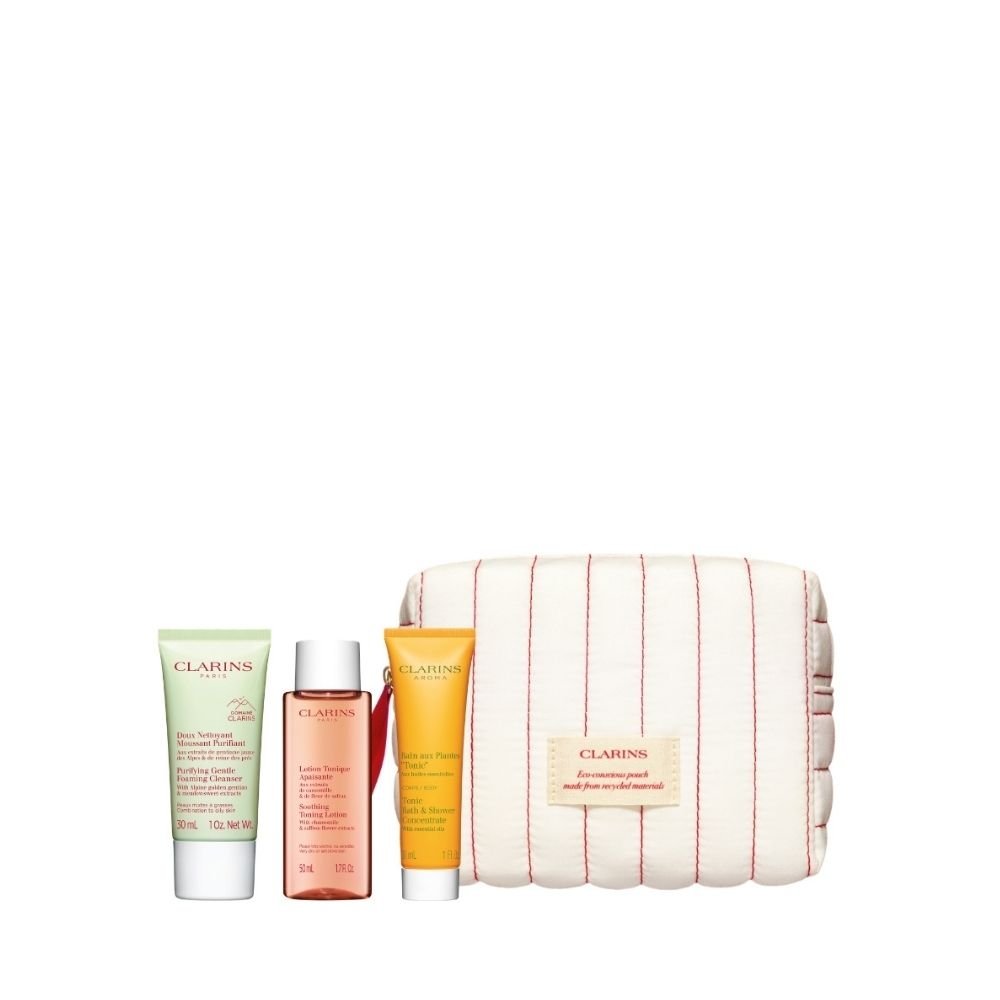 Receive additional 3-pc gifts + pouch (worth $55) with $200 nett spend on Clarins (Gift with Purchase) - Metro Singapore Departmental Store - Celebrating 69 Years in SG
