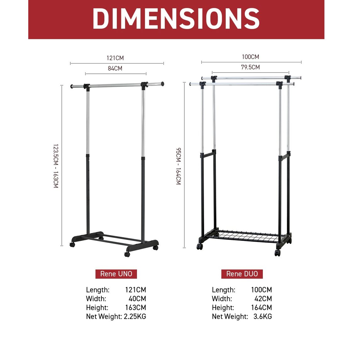 Rene Duo Portable Double Garment Rack E70412 - Matte Black - Metro Singapore Departmental Store - Celebrating 69 Years in SG
