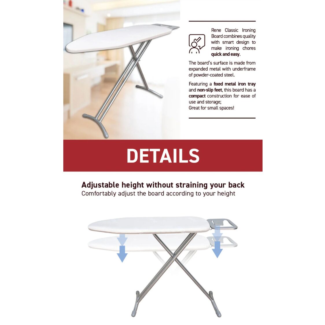 Rene Ironing Board L 120X40cm E70883 - Metro Singapore Departmental Store - Celebrating 69 Years in SG