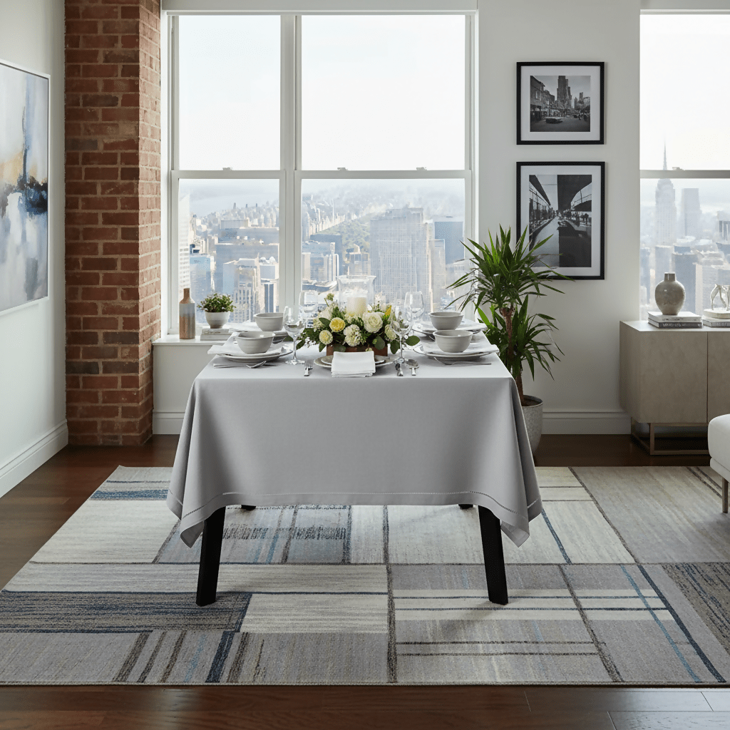 Sonia Tablecloth | Laser cut Cationic - 150 x 230 cm, Grey - Metro Singapore Departmental Store - Celebrating 69 Years in SG