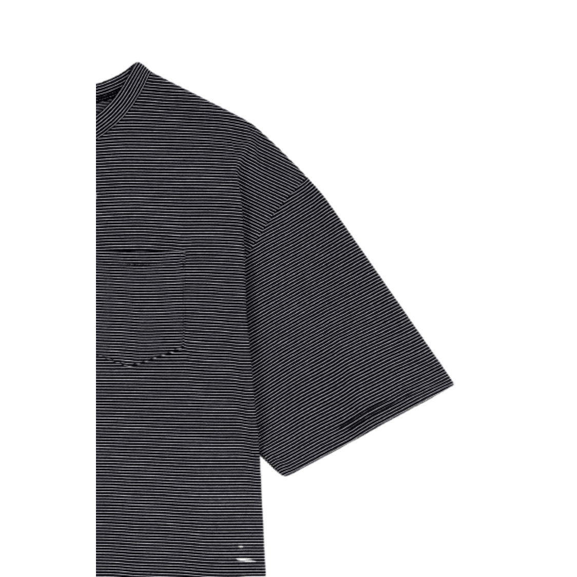 Studio Tomboy Hem String One Pocket Stripe T-Shirt - Black - Metro Singapore Departmental Store - Celebrating 69 Years in SG