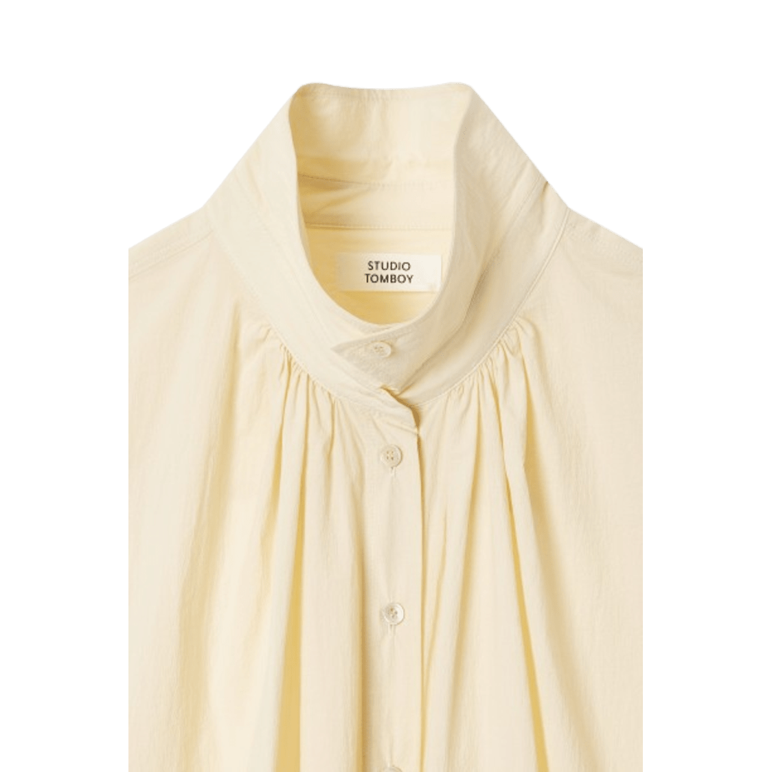 Studio Tomboy Neck Shirring Short Sleeve Shirt - Cream - Metro Singapore Departmental Store - Celebrating 69 Years in SG