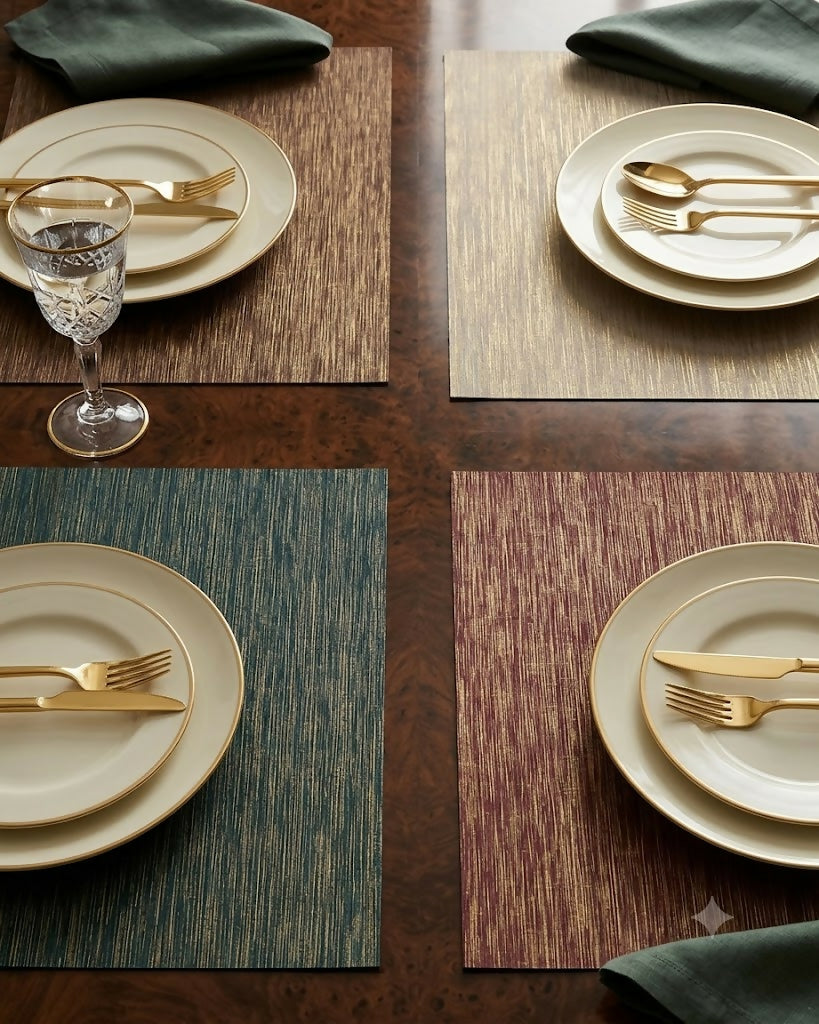 Rapee Glaze Gold Print PU Placemat - 30 x 45 cm, Teal