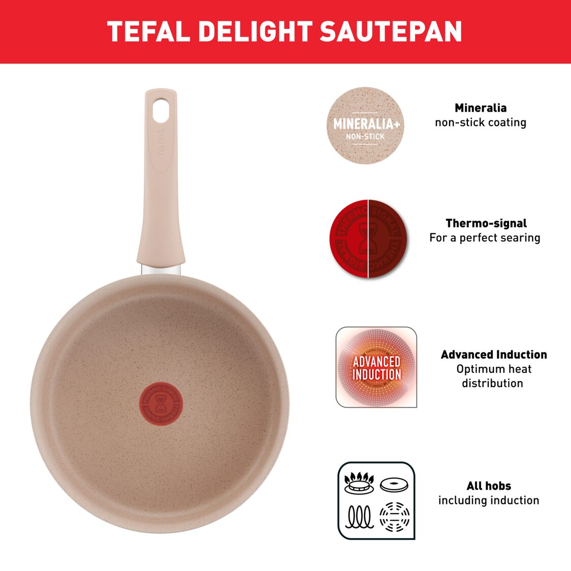 Tefal Delight Induction Saute Pan 24cm G29332 - Metro Singapore Departmental Store - Celebrating 69 Years in SG