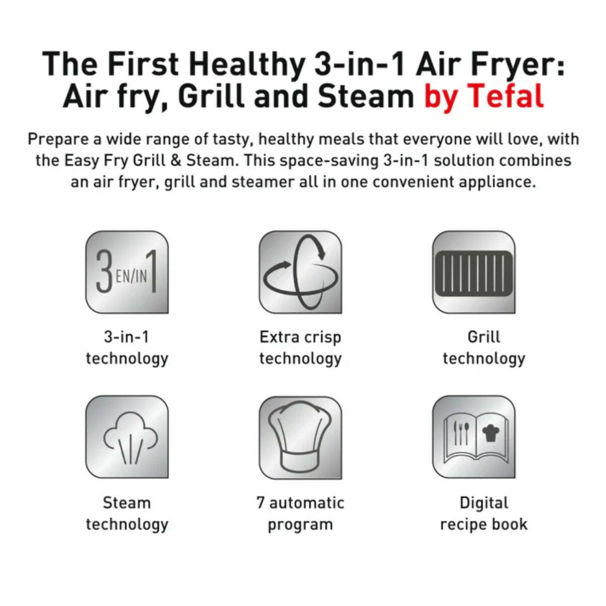 Tefal Easy Fry Air Fryer Steam & Grill 6.2L (FW2018) - Metro Singapore Departmental Store - Celebrating 69 Years in SG