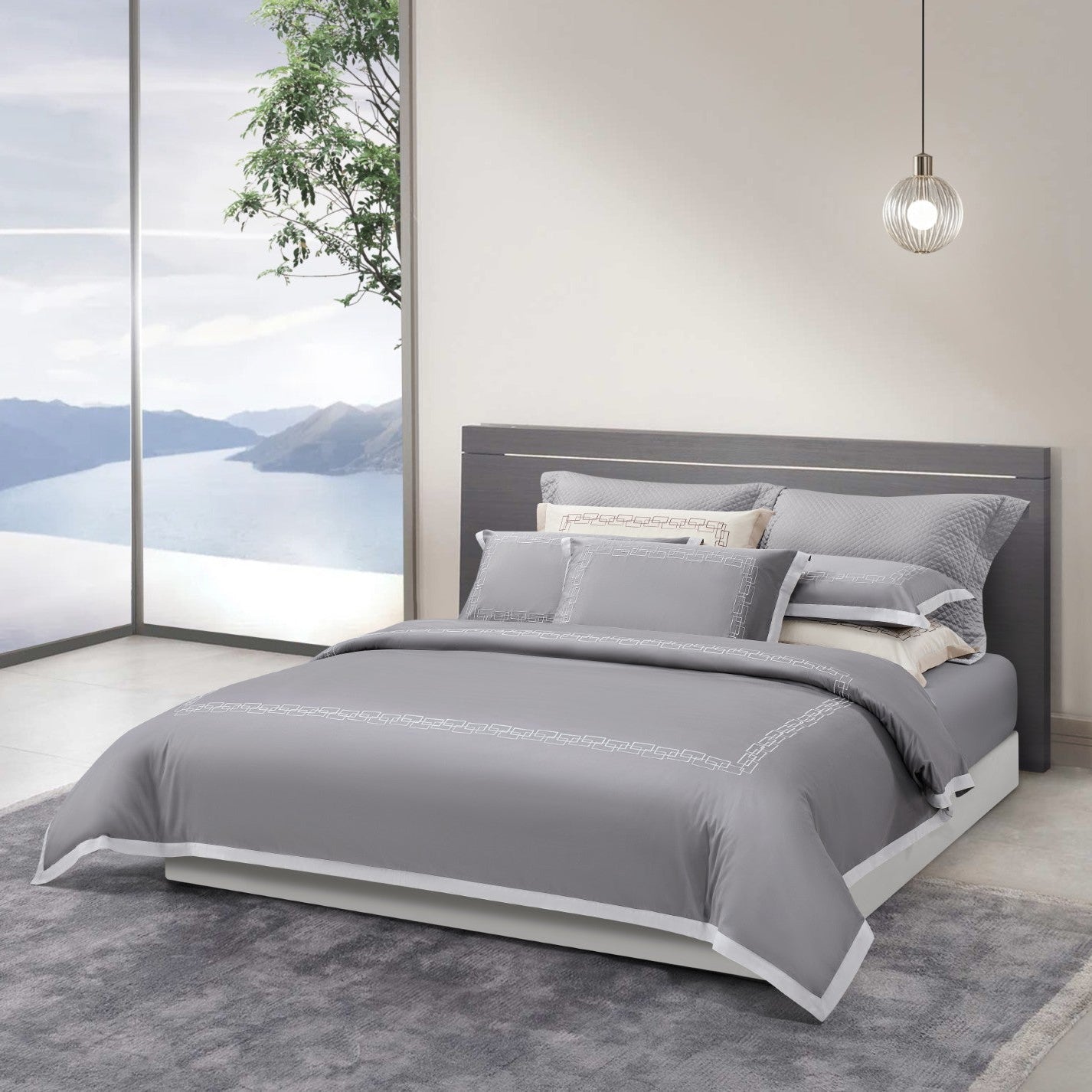 M. Maison Impressions Fitted Sheet/ Bed Set Grey