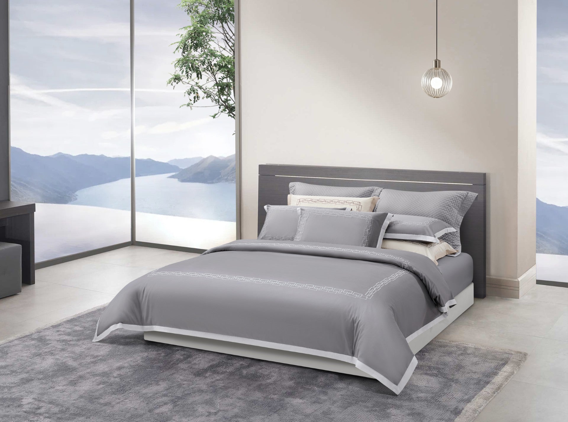 M. Maison Impressions Fitted Sheet/ Bed Set Grey