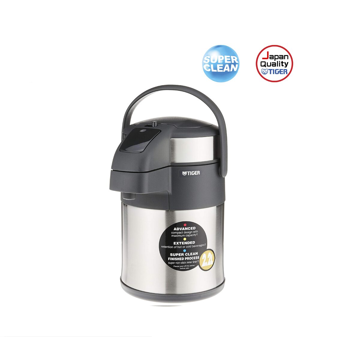 Tiger Double Stainless Steel Air Pump Jug 2.2L (MAA - A222) - Metro Singapore Departmental Store - Celebrating 69 Years in SG