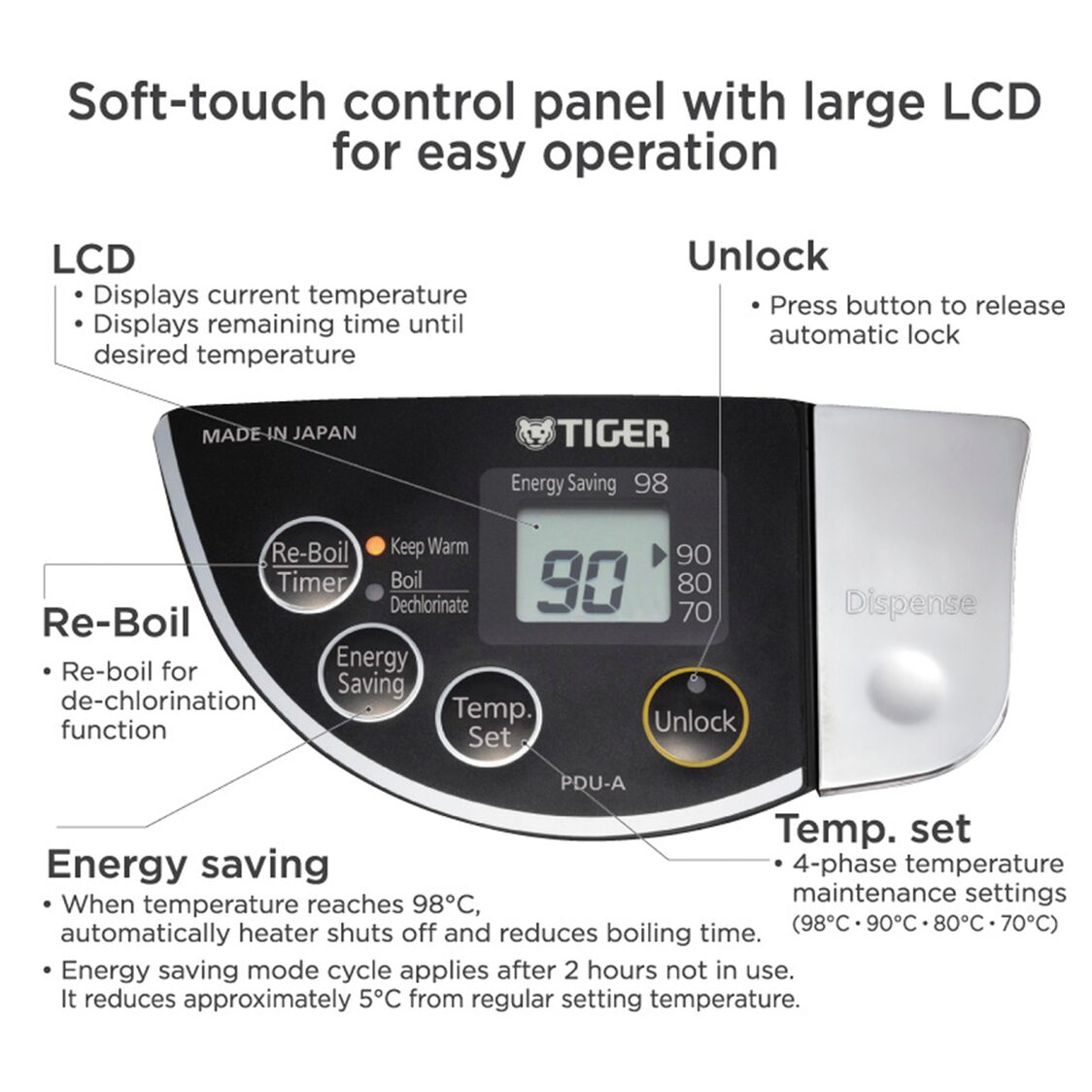 Tiger Electric Water Heater 4.0L / Free: Citric Acid Airpot Cleaner (PDU - A40S & PKS - 0120) - Metro Singapore Departmental Store - Celebrating 69 Years in SG