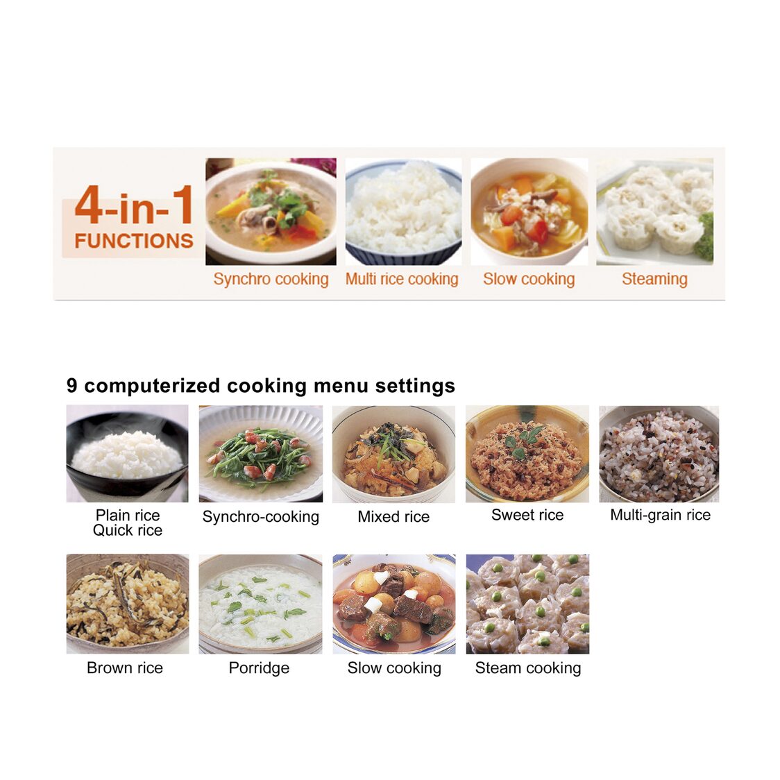 Tiger TACOOK 4 - in - 1 Function Rice Cooker 1.0L (JBV - S10S) - Metro Singapore Departmental Store - Celebrating 69 Years in SG