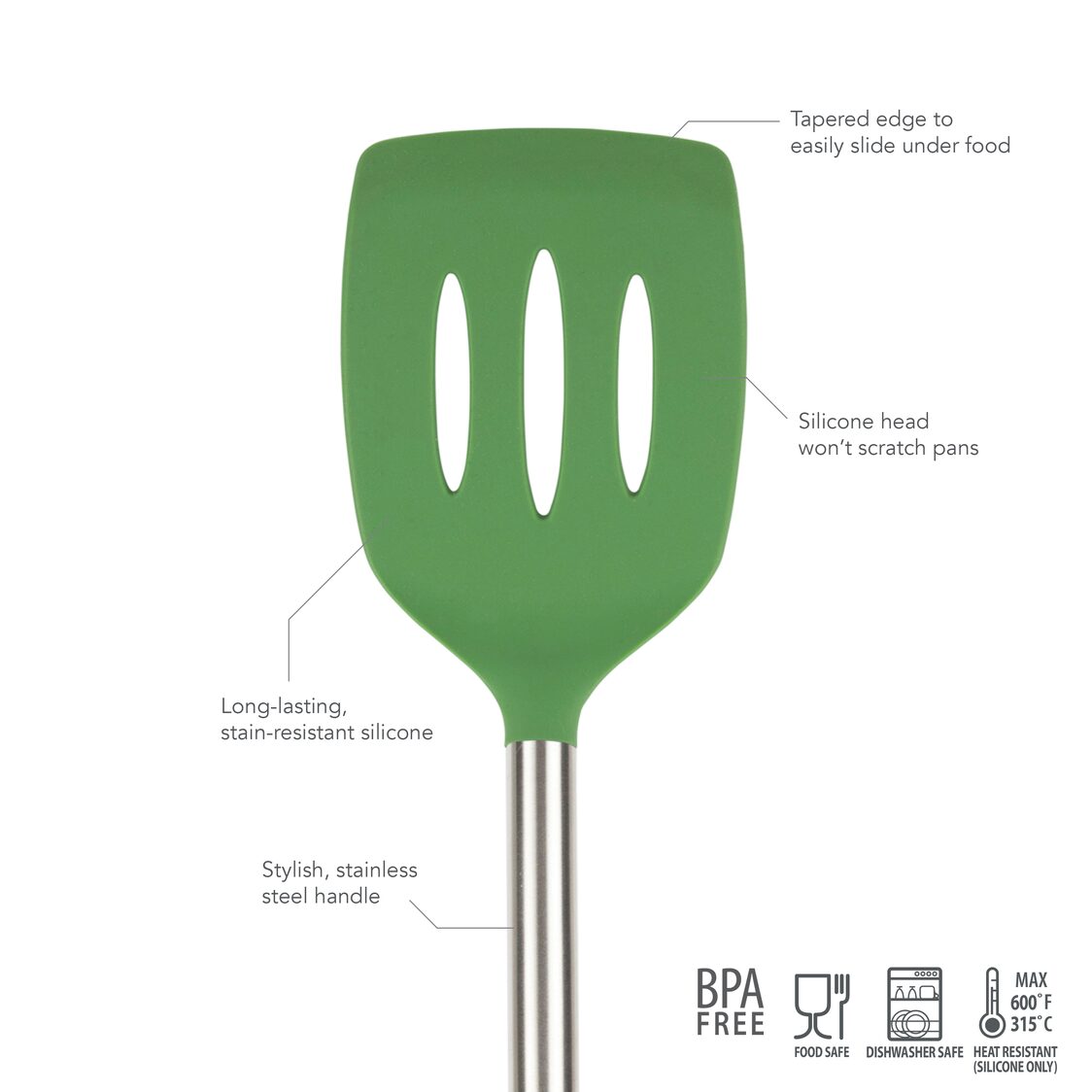 Tovolo Silicone Slotted Turner with Stainless Steel Handle - Metro Singapore Departmental Store - Celebrating 69 Years in SG