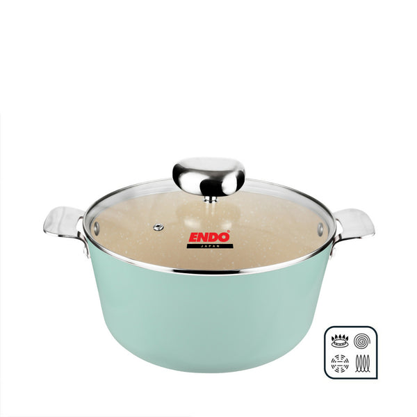 Endo Wagashi 24cm I.H. Stock Pot - Green (E-WGS-24SO-GREEN)