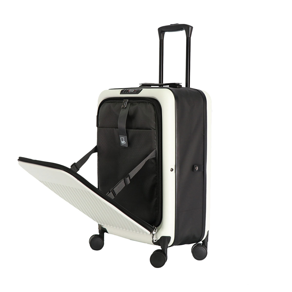 Ortem Folding & Multi-functional Front Opening Lugagge White 20"