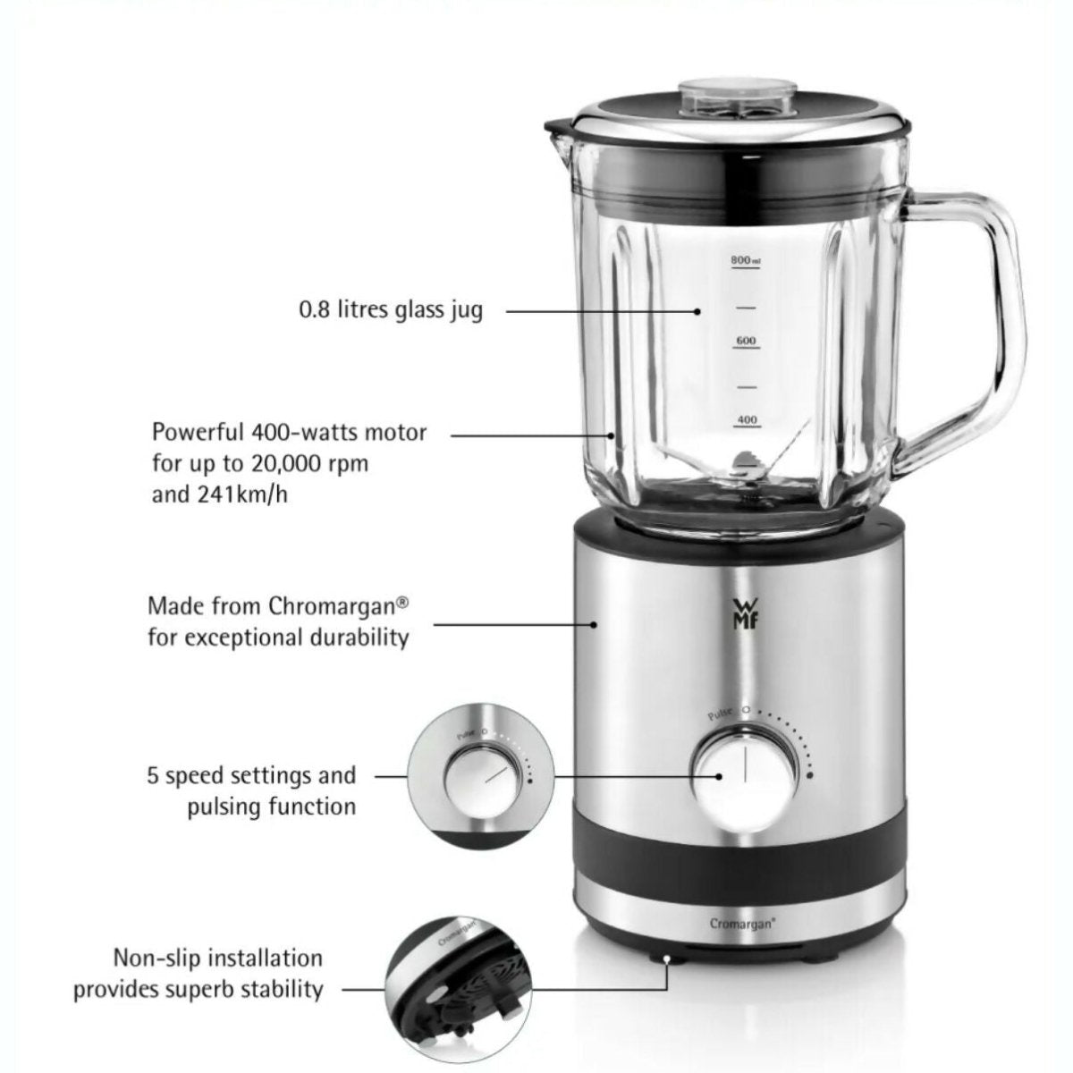 WMF KITCHENminis Glass Blender 0.8L (04 - 1649 - 8811) - Metro Singapore Departmental Store - Celebrating 69 Years in SG